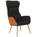 Chaise de relaxation avec repose-pied Noir Similicuir et tissu