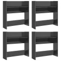 Armoires à chaussures murales 4 pcs Gris brillant 60x18x60 cm