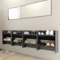 Armoires à chaussures murales 4 pcs Gris brillant 60x18x60 cm