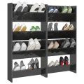 Armoires à chaussures murales 4 pcs Gris brillant 60x18x60 cm