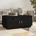 Table basse Noir 80x50x35 cm Bois massif de pin