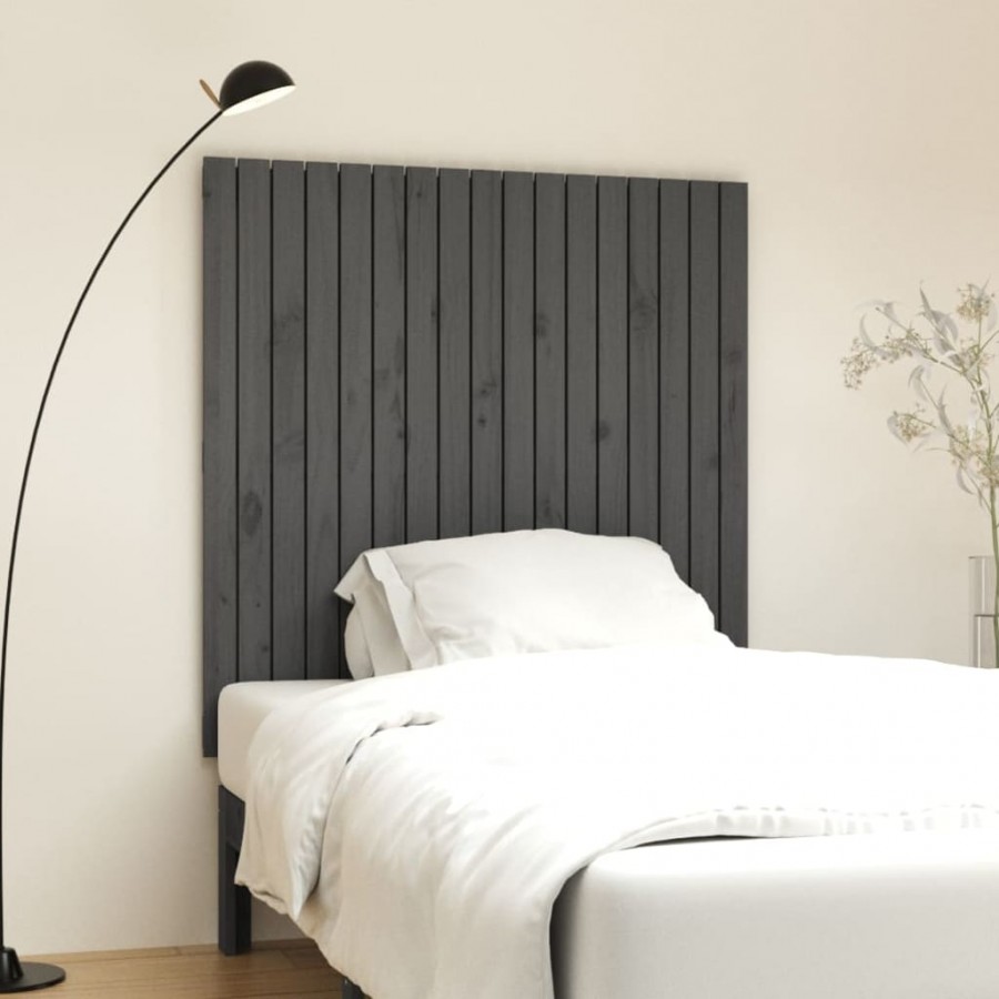 Tête de lit murale Gris 108x3x110 cm Bois massif de pin