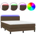 cadre de lit matelas et LED Marron foncé 140x190 cm