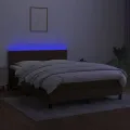 cadre de lit matelas et LED Marron foncé 140x190 cm