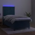 cadre de lit avec matelas et LED Bleu foncé 90x190cm