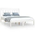 Cadre de lit Blanc Bois massif 135x190 cm Double