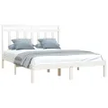 Cadre de lit Blanc Bois massif 135x190 cm Double