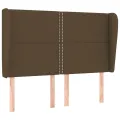 Tête de lit avec oreilles Marron foncé 147x23x118/128 cm Tissu