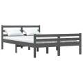 Cadre de lit Gris Bois massif 140x190 cm