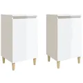 Tables de chevet 2pcs blanc brillant 40x35x70cm bois ingénierie