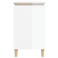Tables de chevet 2pcs blanc brillant 40x35x70cm bois ingénierie