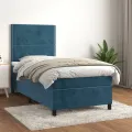 cadre de lit avec matelas Bleu foncé 90x190 cm