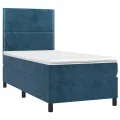 cadre de lit avec matelas Bleu foncé 90x190 cm