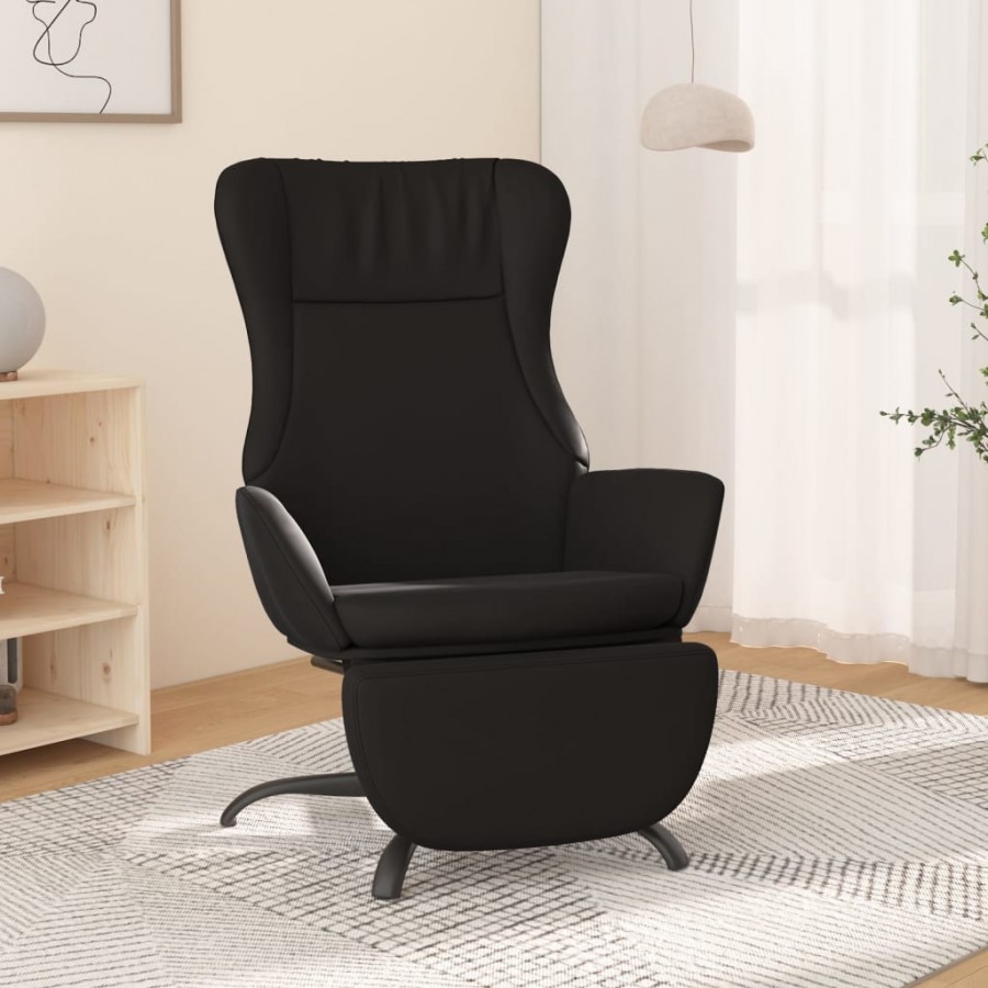 Chaise de relaxation avec repose-pied Noir brillant Similicuir