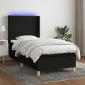 cadre de lit matelas et LED Noir 80x200cm Tissu