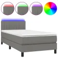 cadre de lit avec matelas et LED Gris foncé 80x200cm