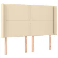 cadre de lit matelas et LED Crème 140x200 cm Tissu