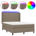 cadre de lit matelas LED Taupe 140x200 cm Tissu