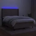 cadre de lit matelas LED Taupe 140x200 cm Tissu