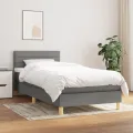 cadre de lit avec matelas Gris foncé 80x200 cm Tissu
