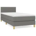 cadre de lit avec matelas Gris foncé 80x200 cm Tissu