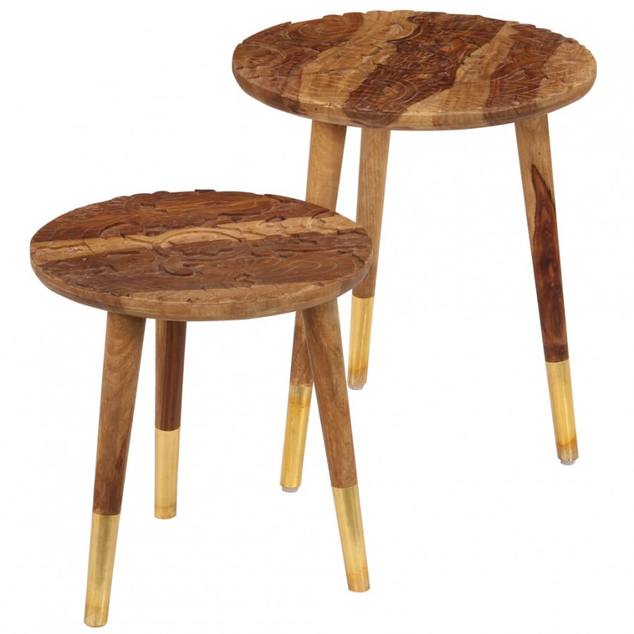 Tables basses 2 pcs Bois solide de Sesham