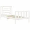 Cadre de lit avec tête de lit blanc 90x200 cm bois massif