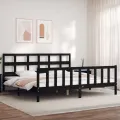Cadre de lit avec tête de lit noir 200x200 cm bois massif