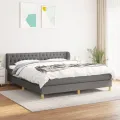 cadre de lit avec matelas Gris foncé 180x200cm Tissu