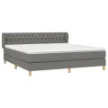 cadre de lit avec matelas Gris foncé 180x200cm Tissu
