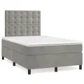 cadre de lit et matelas Gris clair 120x200cm Velours