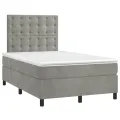 cadre de lit et matelas Gris clair 120x200cm Velours