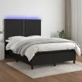 cadre de lit et matelas et LED Noir 140x200 cm Tissu