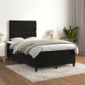 cadre de lit avec matelas Noir 120x200 cm Velours