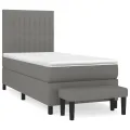 cadre de lit avec matelas Gris foncé 100x200cm Tissu