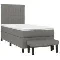 cadre de lit avec matelas Gris foncé 100x200cm Tissu