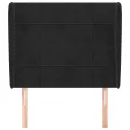 Tête de lit avec oreilles Noir 103x23x118/128 cm Velours