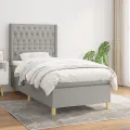 cadre de lit et matelas Gris clair 90x190 cm Tissu