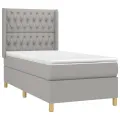 cadre de lit et matelas Gris clair 90x190 cm Tissu