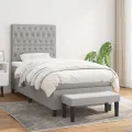 cadre de lit avec matelas Gris clair 90x200 cm Tissu