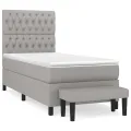 cadre de lit avec matelas Gris clair 90x200 cm Tissu