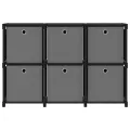 Étagère d'affichage 6 cubes et boîtes Noir 103x30x72,5 cm Tissu
