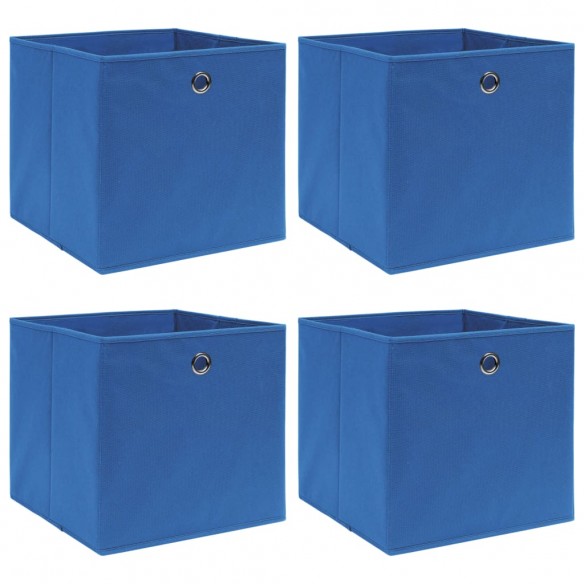 Boîtes de rangement 4 pcs Bleu 32x32x32 cm Tissu