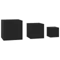 Tables d'appoint 3 pcs Noir Aggloméré