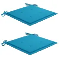 Chaise à bascule avec coussin bleu Bois de teck solide