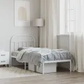 Cadre de lit métal avec tête de lit blanc 90x190 cm