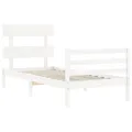 Cadre de lit avec tête de lit blanc 90x200 cm bois massif