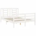 Cadre de lit avec tête de lit blanc 140x200 cm bois massif