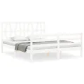 Cadre de lit avec tête de lit blanc King Size bois massif