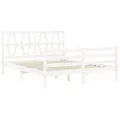 Cadre de lit avec tête de lit blanc King Size bois massif